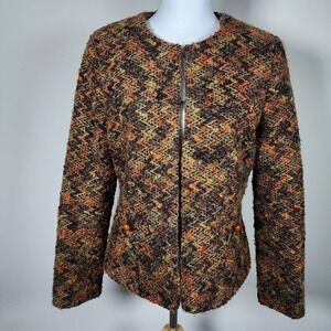 Vintage Priani Blazer Womens 10 Tweed Woven Fall 1980s Wool Blend Made In Canada